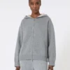 Wool and cashmere hooded cardigan, medium grey Wool and cashmere hooded cardigan, medium grey