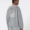 Wool and cashmere hooded cardigan, medium grey Wool and cashmere hooded cardigan, medium grey