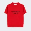 Wool and cashmere-knit t-shirt, red Wool and cashmere-knit t-shirt, red