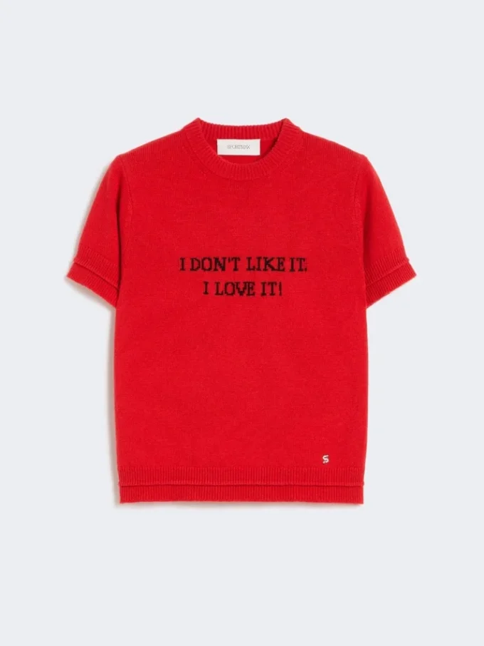 Wool and cashmere-knit t-shirt, red Wool and cashmere-knit t-shirt, red