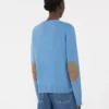Wool and cashmere sweater with patch detail, avio Wool and cashmere sweater with patch detail, avio