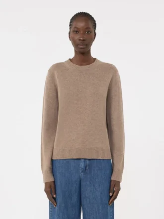 Wool and cashmere sweater with patch detail, camel