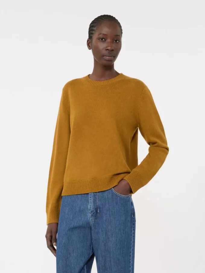 Wool and cashmere sweater with patch detail, mustard Wool and cashmere sweater with patch detail, mustard