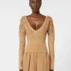 Wool and cashmere v-neck sweater, camel