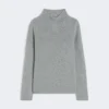 Wool and cashmere yarn polo-neck sweater, medium grey Wool and cashmere yarn polo-neck sweater, medium grey