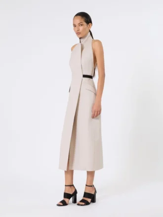 Wool and cotton canvas dress, beige Wool and cotton canvas dress, beige