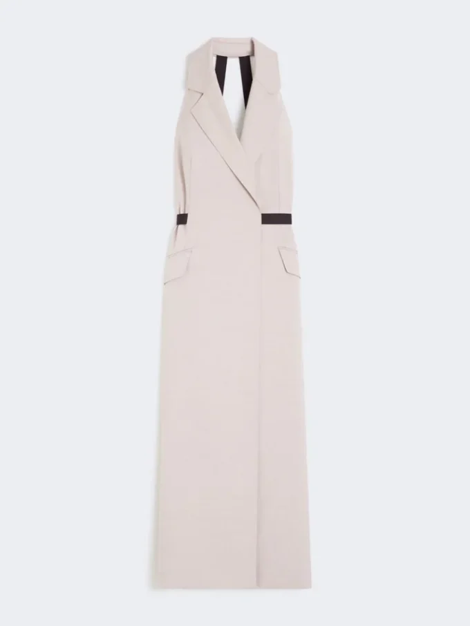 Wool and cotton canvas dress, beige