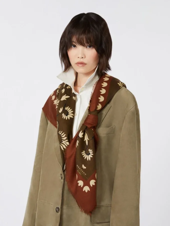 Wool and silk stole, caramel