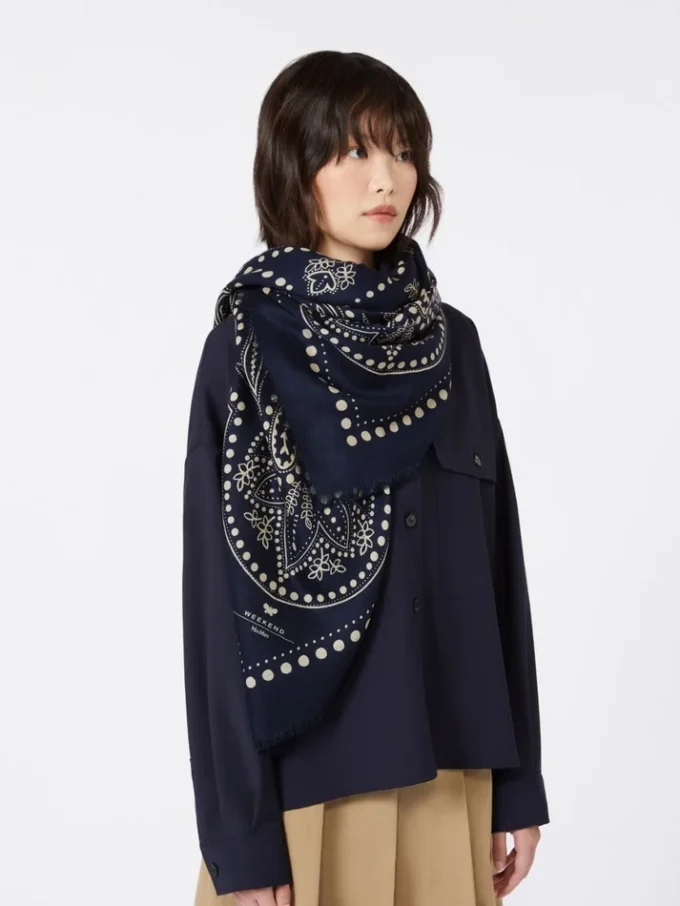 Wool and silk stole, midnightblue