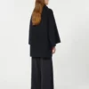 Wool-blend coat with scarf, navy