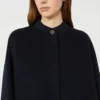 Wool-blend coat with scarf, navy
