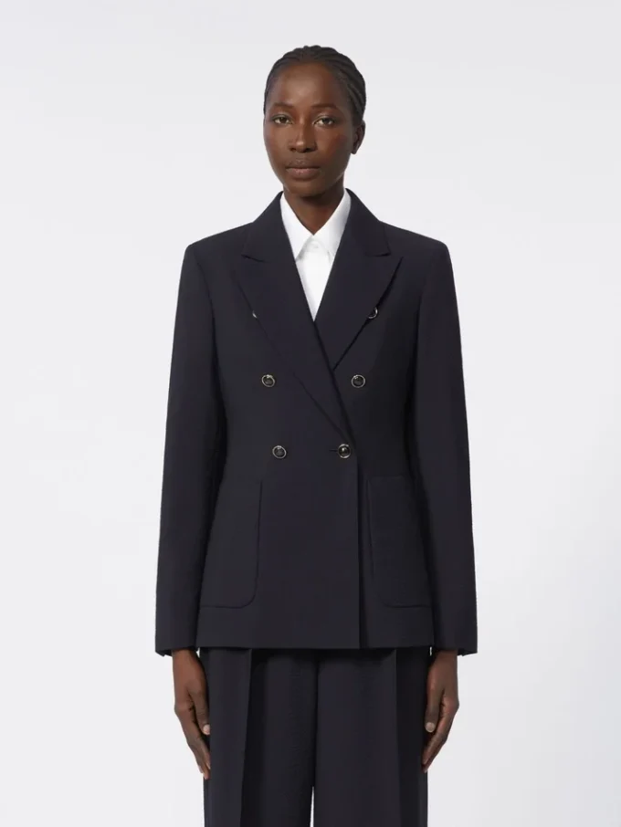 Wool-blend seersucker blazer, ultramarine