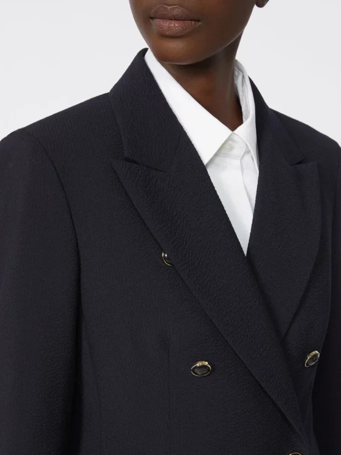 Wool-blend seersucker blazer, ultramarine