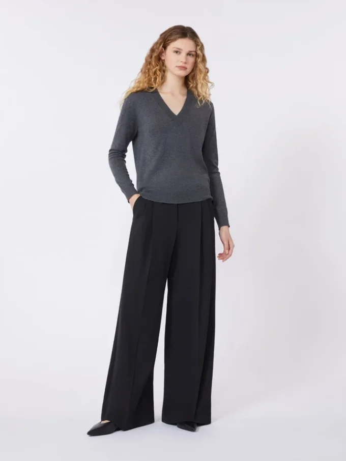 Wool-blend trousers, black