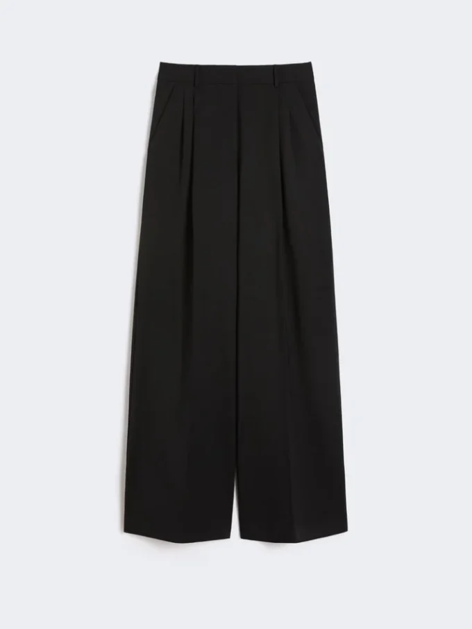 Wool-blend trousers, black
