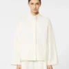 Wool boxy cardigan, silk