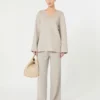 Wool broadcloth blouse, beige