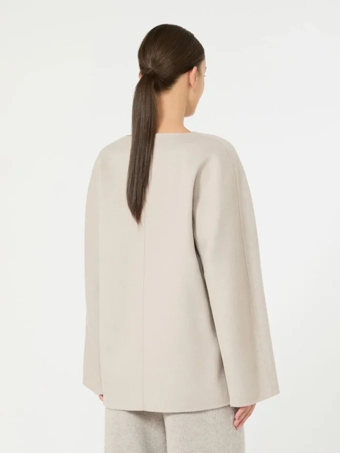 Wool broadcloth blouse, beige