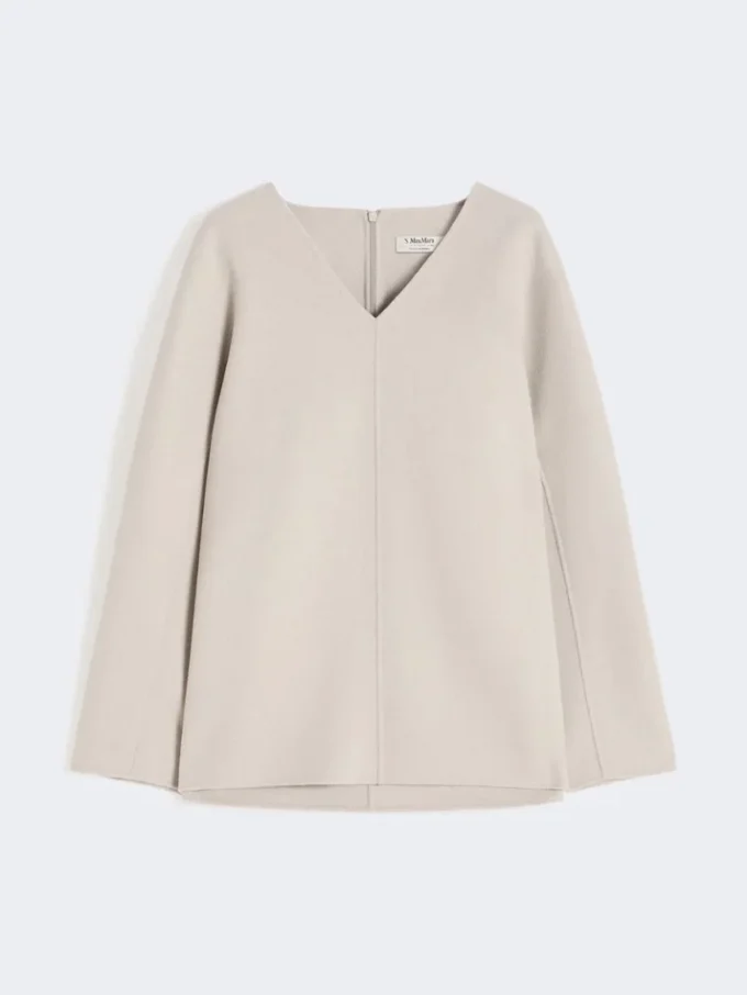 Wool broadcloth blouse, beige