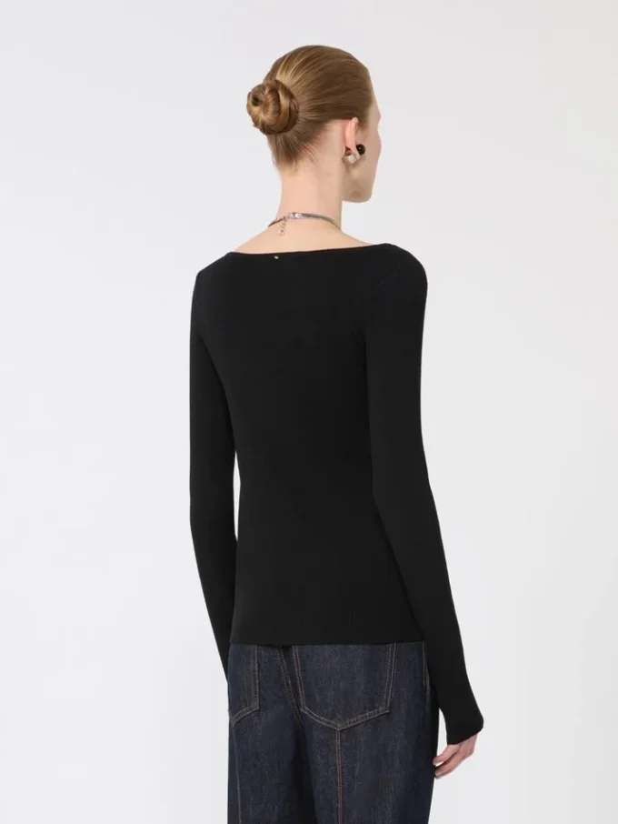 Wool cardigan with chain, black