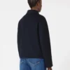 Wool, cashmere and silk boxy jacket, navy
