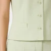Wool crepe gilet, green