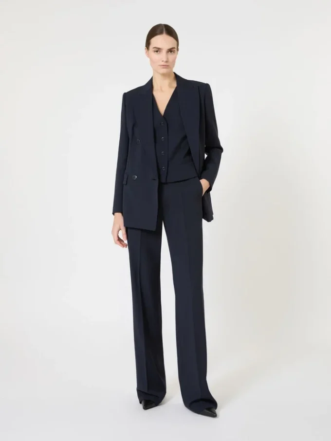 Wool crepe gilet, navy