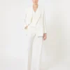 Wool crepe trousers, white
