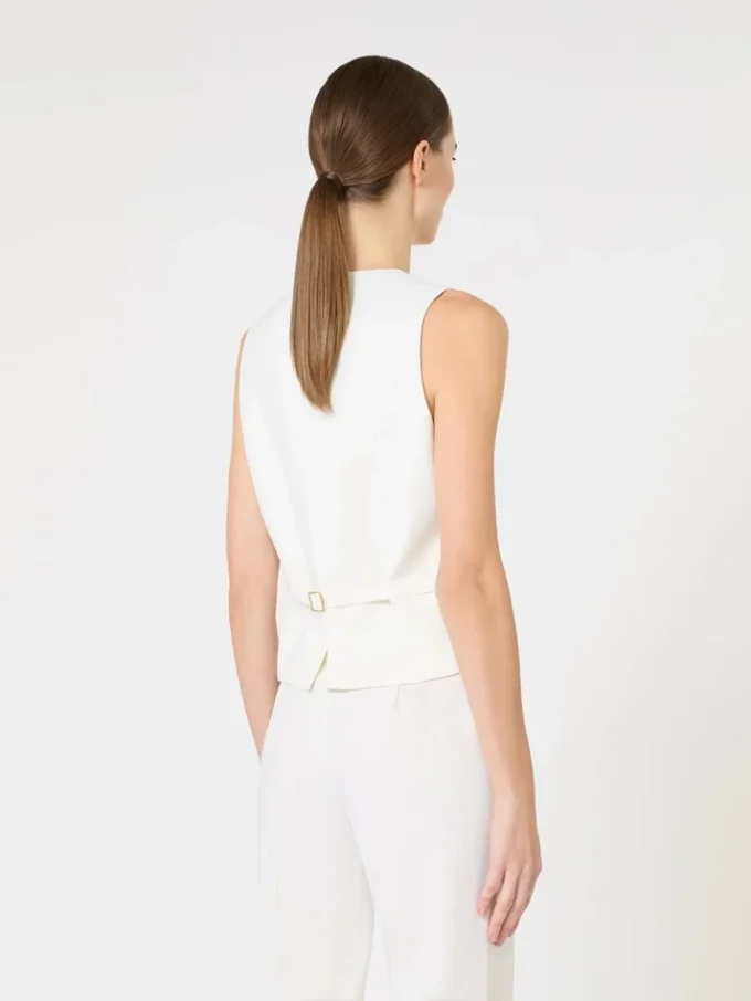 Wool crepe gilet, white
