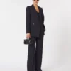 Wool crepe trousers, navy