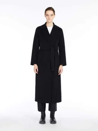 Wool drap wrap coat, ultramarine