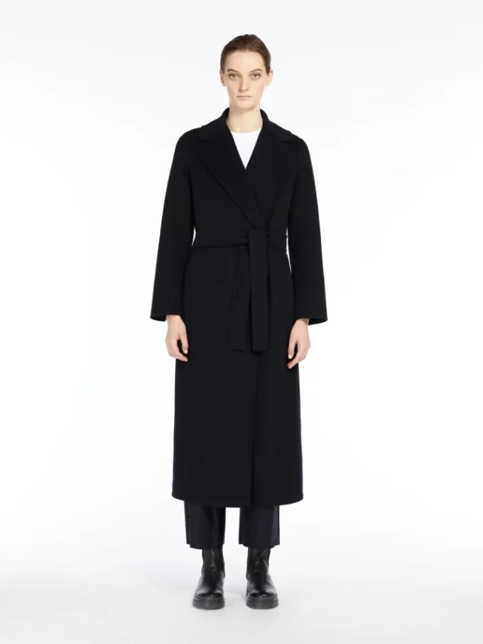 Wool drap wrap coat, ultramarine