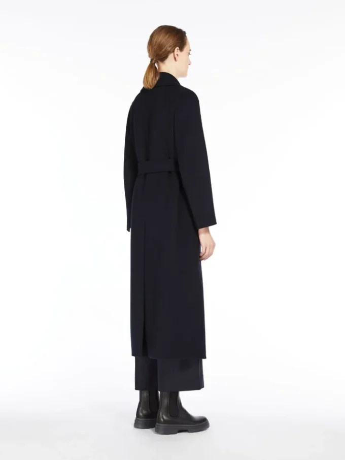 Wool drap wrap coat, ultramarine