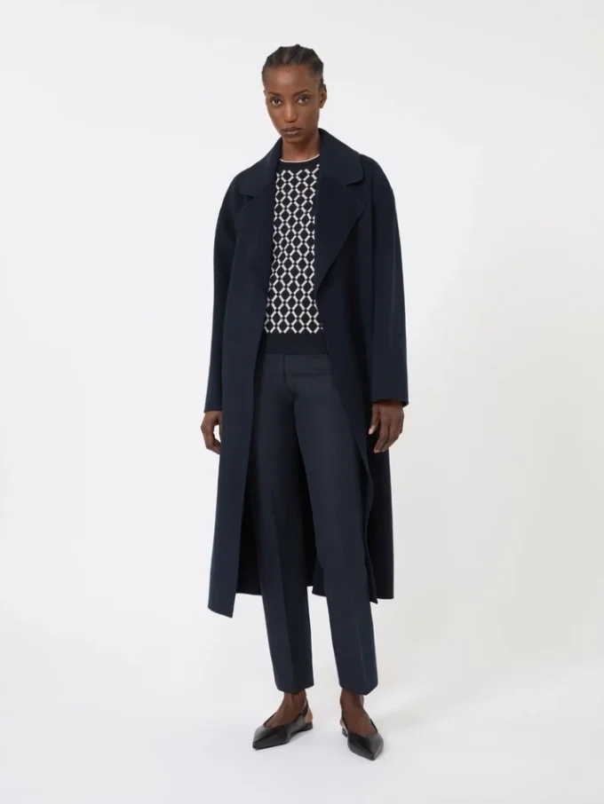 Stretch cotton and viscose trousers, ultramarine