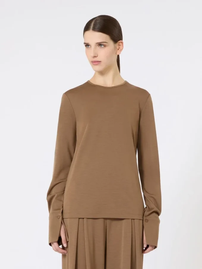 Wool jersey t-shirt, tobacco