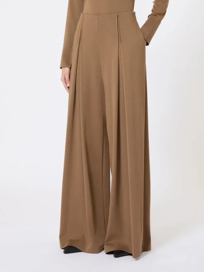 Wool jersey trousers, tobacco