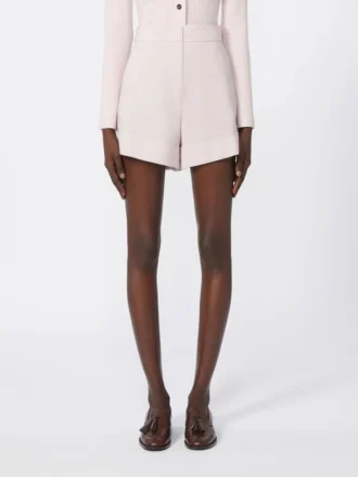 Wool, mohair and silk canvas shorts, beige pink