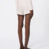 Wool, mohair and silk canvas shorts, beige pink