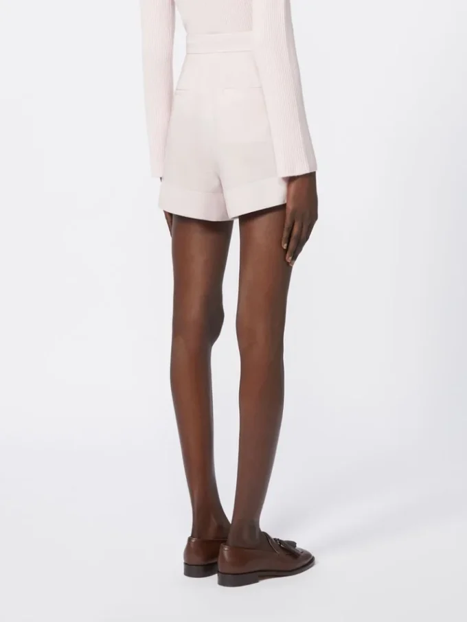 Wool, mohair and silk canvas shorts, beige pink