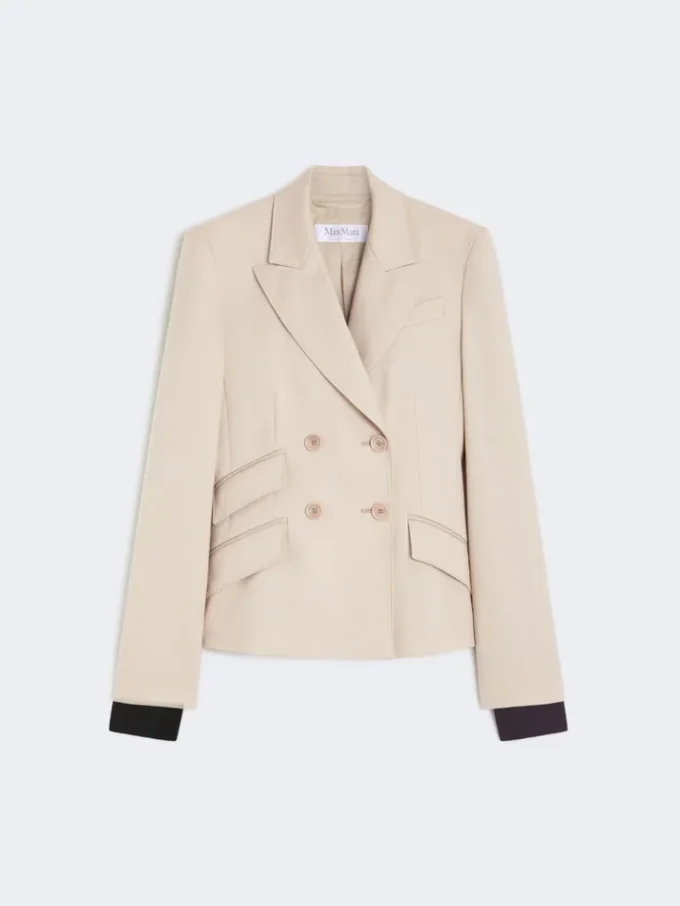 Wool, mohair and silk double-breasted blazer, sand