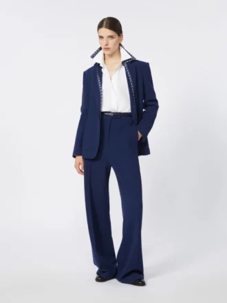Wool piqua trousers, china blue