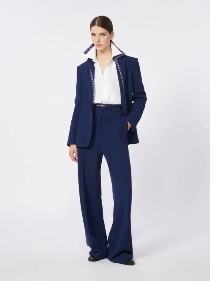 Wool piqua trousers, china blue Wool piqua trousers, china blue
