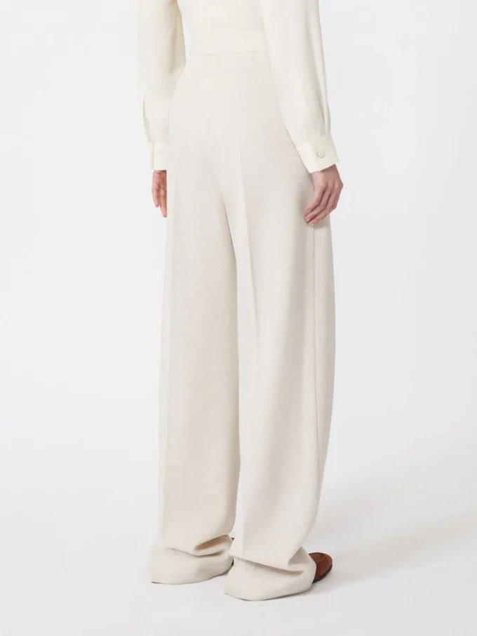 Wool piqua trousers, ivory
