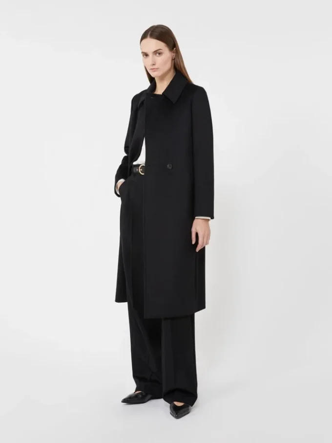 Wool robe coat, black