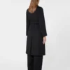 Wool robe coat, black