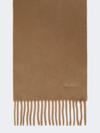 Wool scarf with embroidery, brown