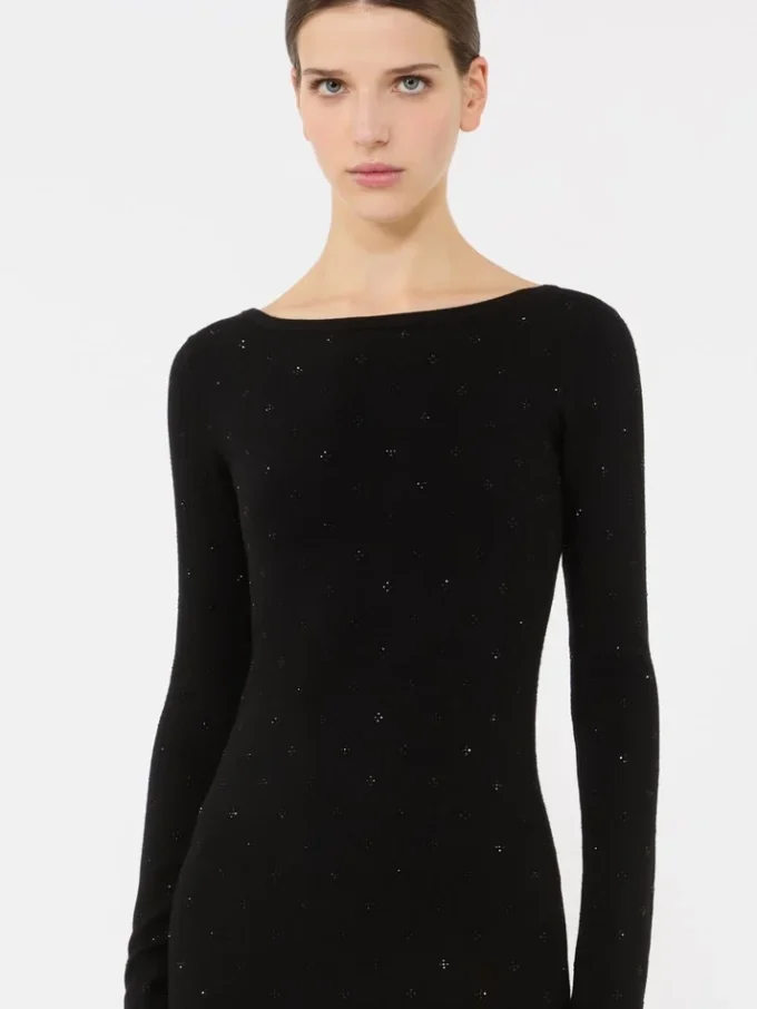 Wool yarn dress, black