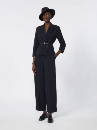 Woollen cloth cropped blazer, ultramarine