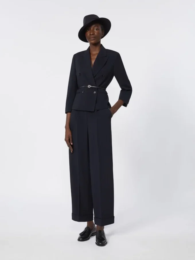 Woollen cloth cropped blazer, ultramarine