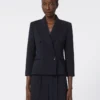 Woollen cloth cropped blazer, ultramarine